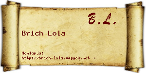 Brich Lola névjegykártya